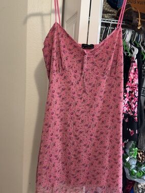 Urban Outfitters Pink Floral Slip Mini Dress
